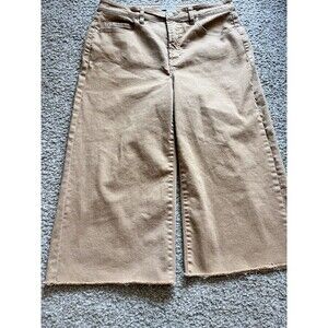 OAT Jeans Sz 31 High Rise Wide Leg Crop Pants Light Brown/Khaki Workwear Casual